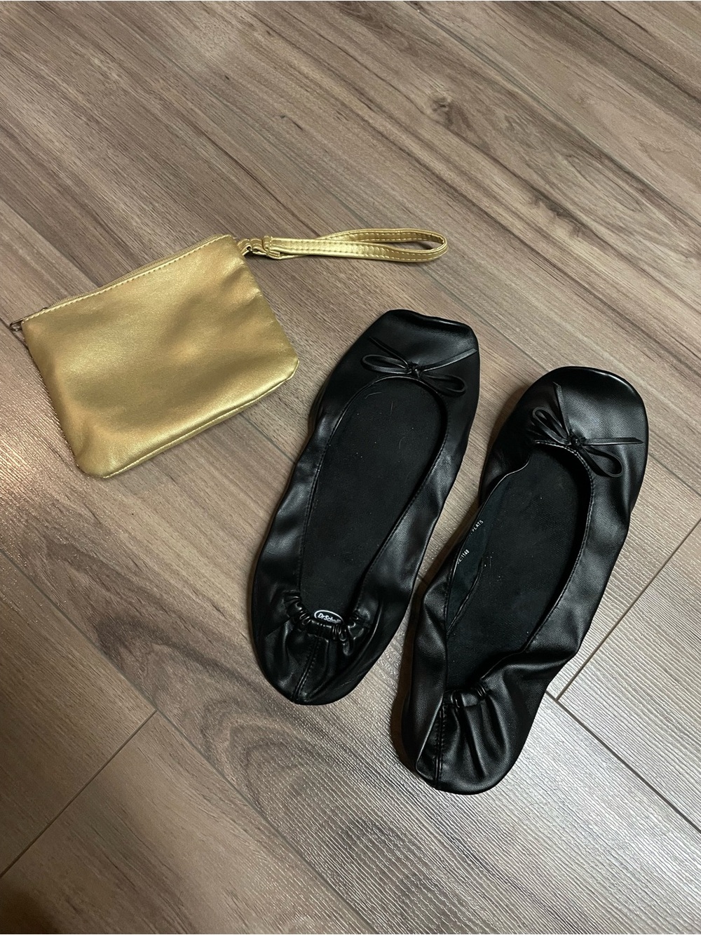 Dr. Scholl's Black Foldable Ballet Flats with Bow